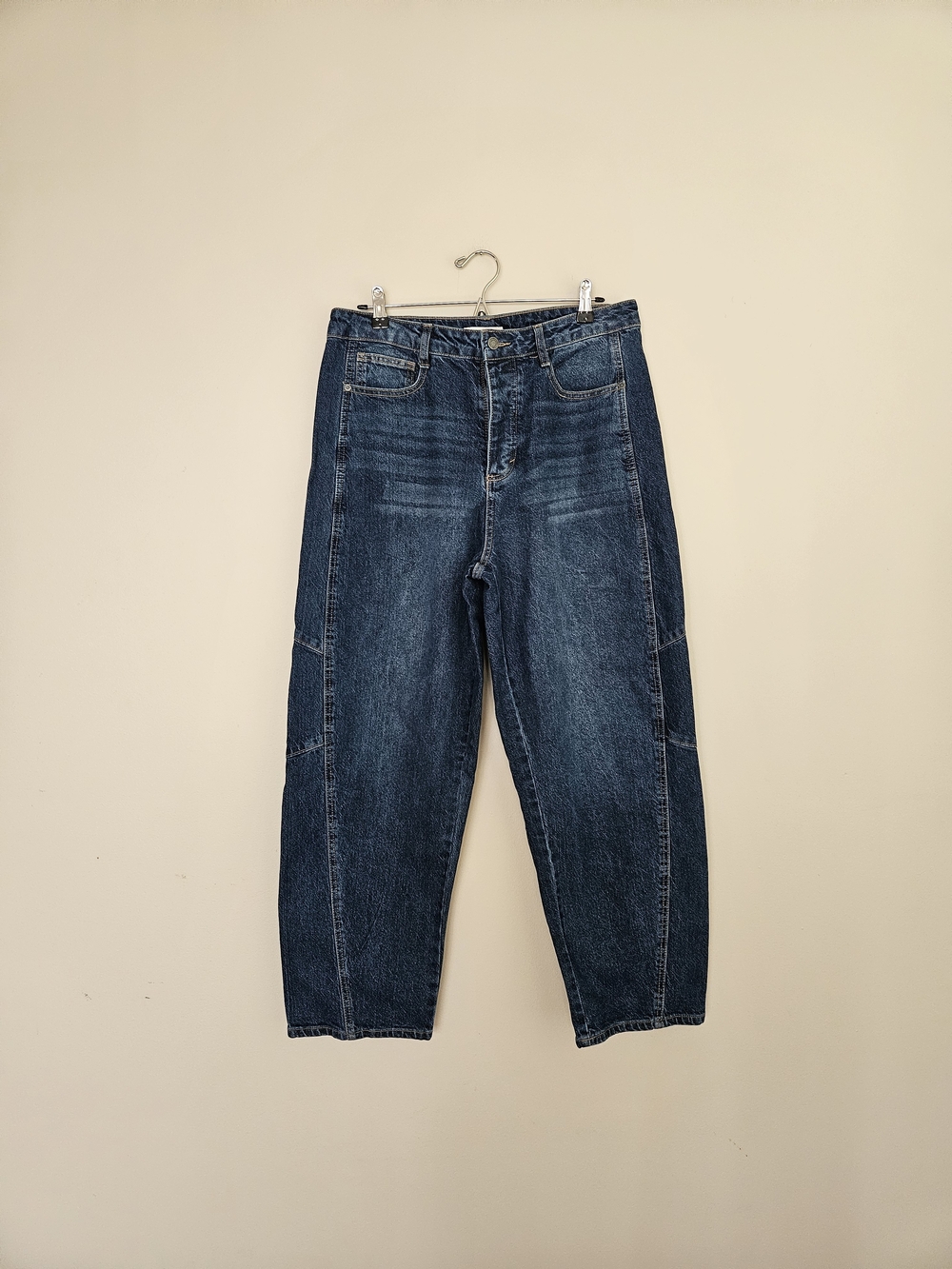 New Habitual Barrel Leg Jeans Brant Dark Denim Ankle Length Size 12/31